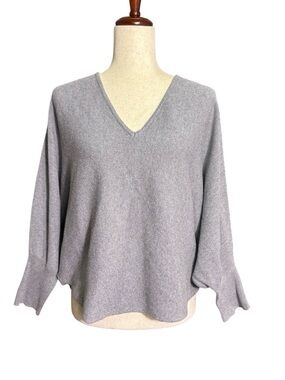 Kerisma Gray Dolman Sleeve Sweater Batwing Oversized Knit V-Neck One Size (xs-m)